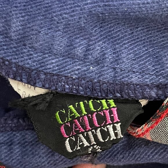 Vtg Women Cottagecore Peasant Trad Wife Overall Soft Denim Plaid Midi Dress 13 - Picture 8 of 13